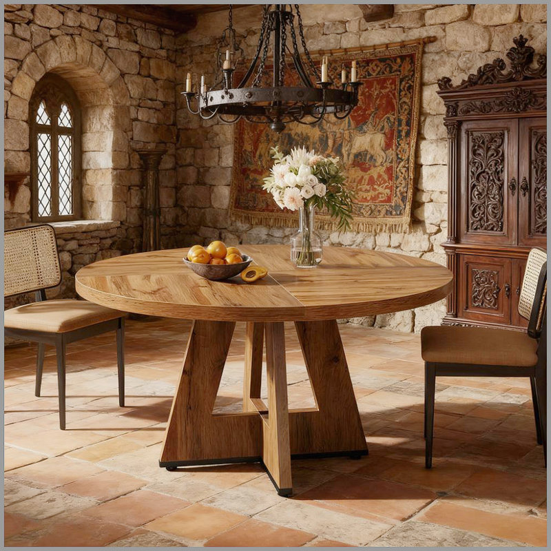 47 Inch Wood Dining Table Round Dining Table (Just 1Pcs Dining Table), Walnut
