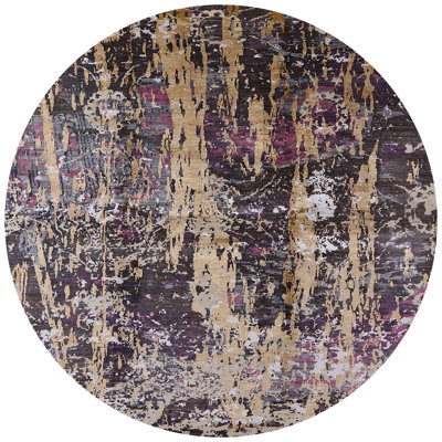 Tapis noir / beige / rose