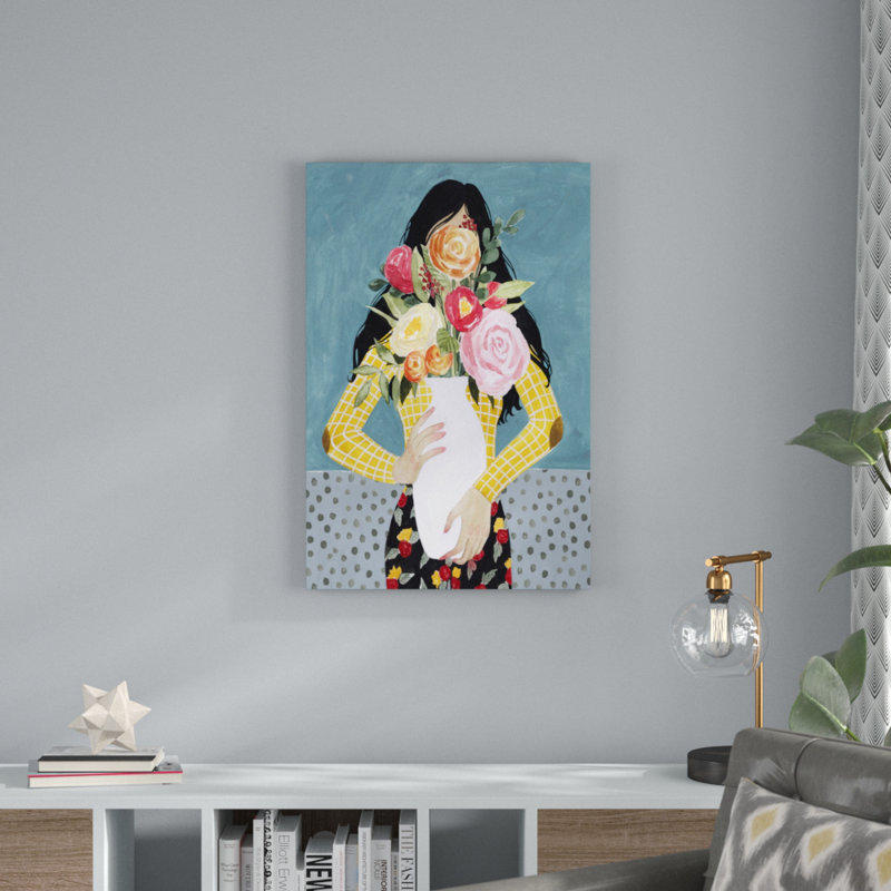 Flower Vase Girl II by Grace Popp - Painting, 91cm H x 61cm W, Wrapped Canvas