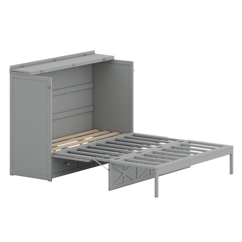 Lit escamotable avec grands tiroirs Murphy, Gris