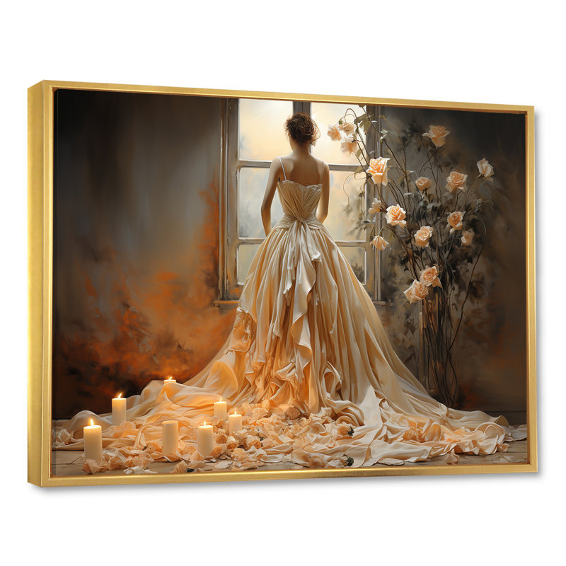 Elegant French Couture Ballgown - Dior Wall Art, Cadre flottant doré, H 30 po x l 40 po x P 1,5 po