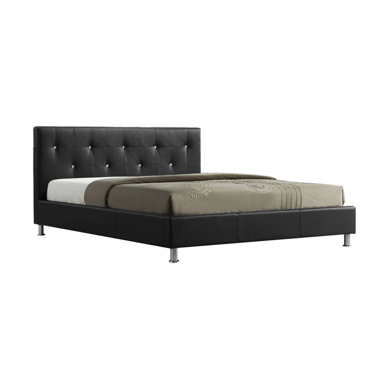 Upholstered Bed, Matt Black, Double (4'6)