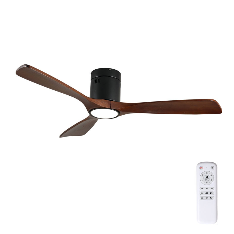 52 Inch Ceiling Fan With Light, 3 Solid Wood Blades,Remote Control,6-Speed Reversible DC Motor For Bed Room,Dining Room,Living Room.