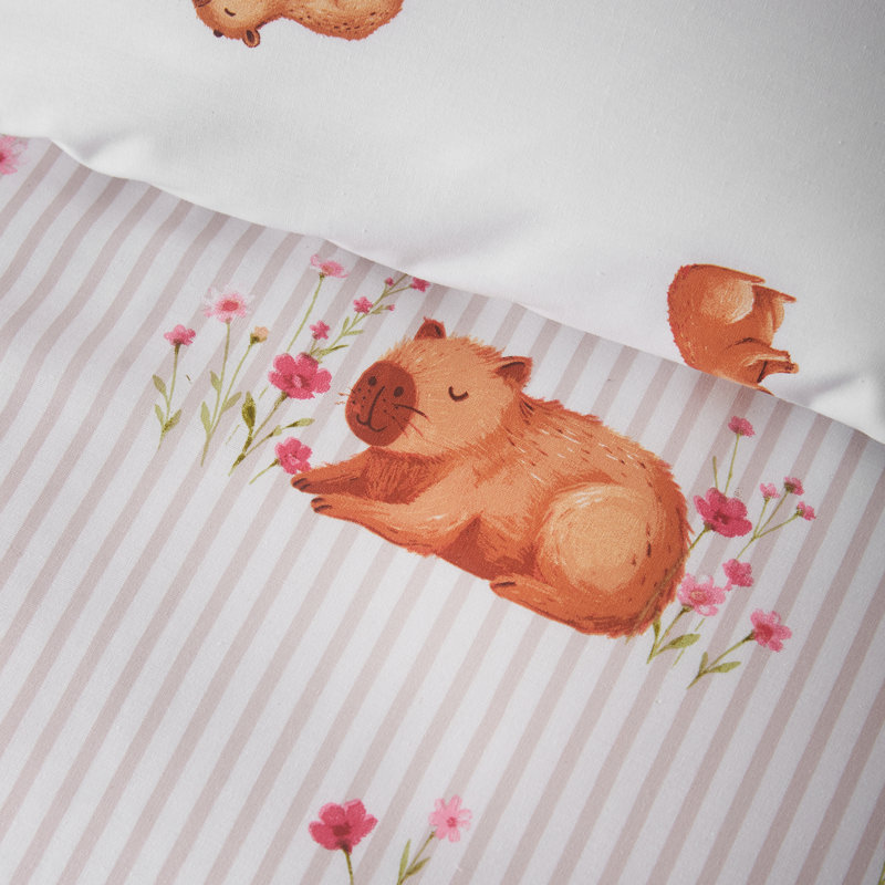 Happy Capybara Reversible Duvet Cover Set, Double