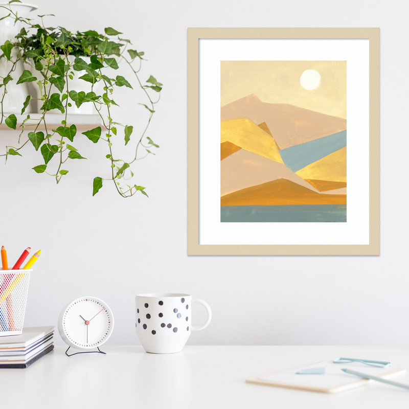Retro Abstract I Southwest Mountains - Cadre photo, reproduction d'art sur papier, H 19 po x l 16 po, Papier encadré brun