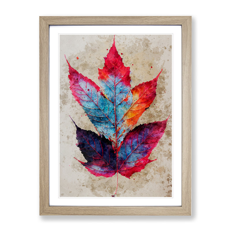 XV1022-4942X Vibrant Leaf - Print, Oak Framed Paper, 66cm H x 48cm W, White
