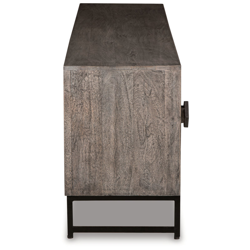 Treybrook Distressed Gray & Black Iron Accent Cabinet