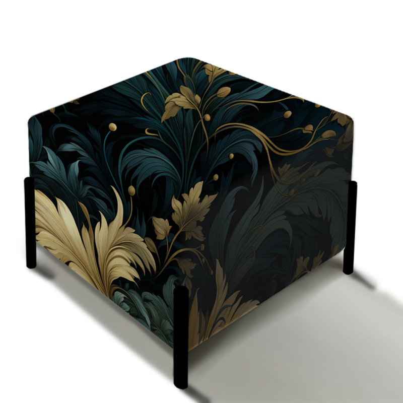 Feuille verte et jaune Harmony - repose-pieds carré floral