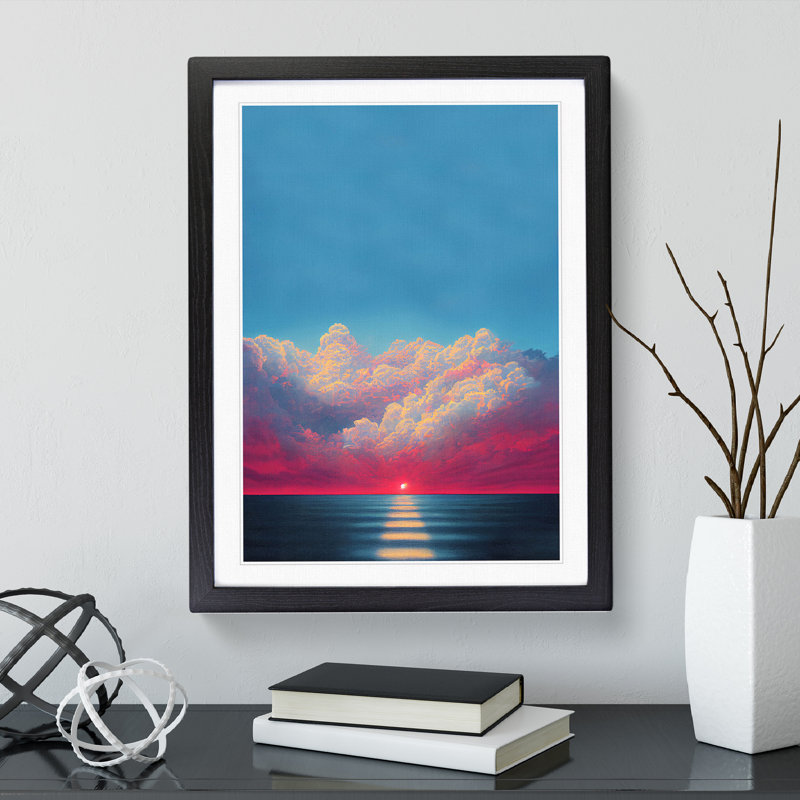 Tremendous Ocean Sunset - Single Picture Frame Print, Black Framed, 34cm H x 25cm W x 2cm D