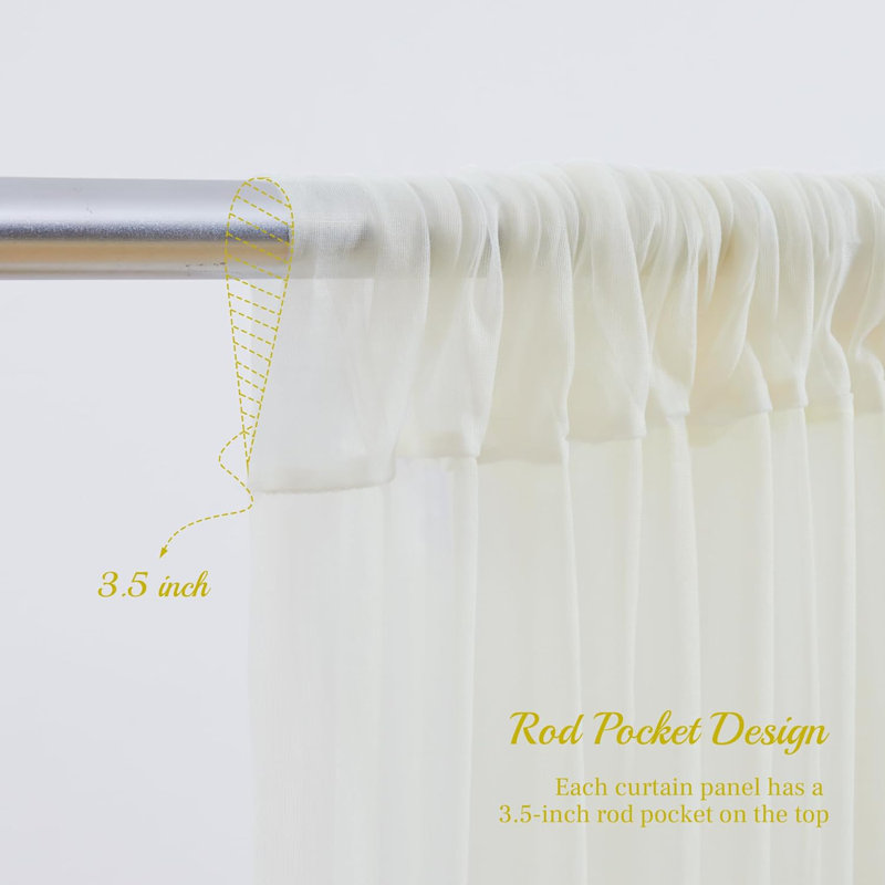 10x10ft Ivory Tulle Backdrop Curtain with Lights String for Parites