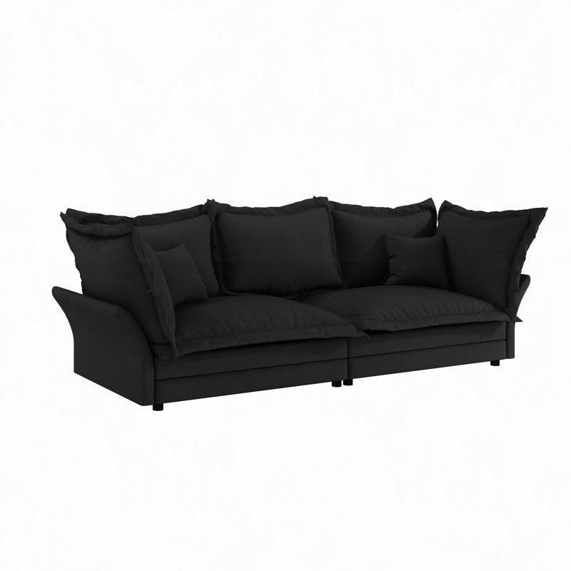 Canapé convertible confortable avec coussins moelleux et composants amovibles pour une utilisation polyvalente, Noir
