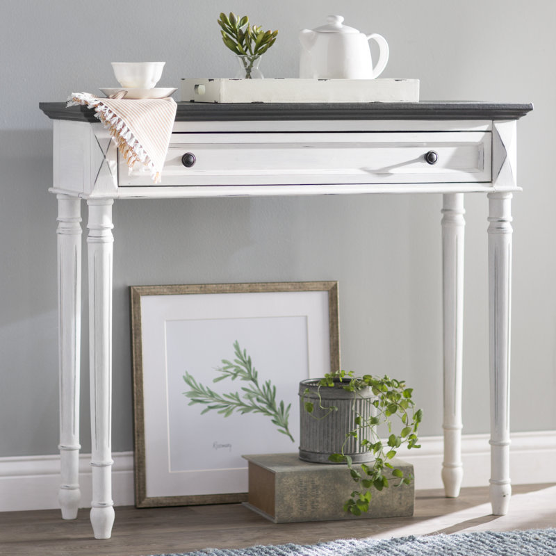 Madison Console Table, Antique White/Black, 31" H x 40" W x 20" D