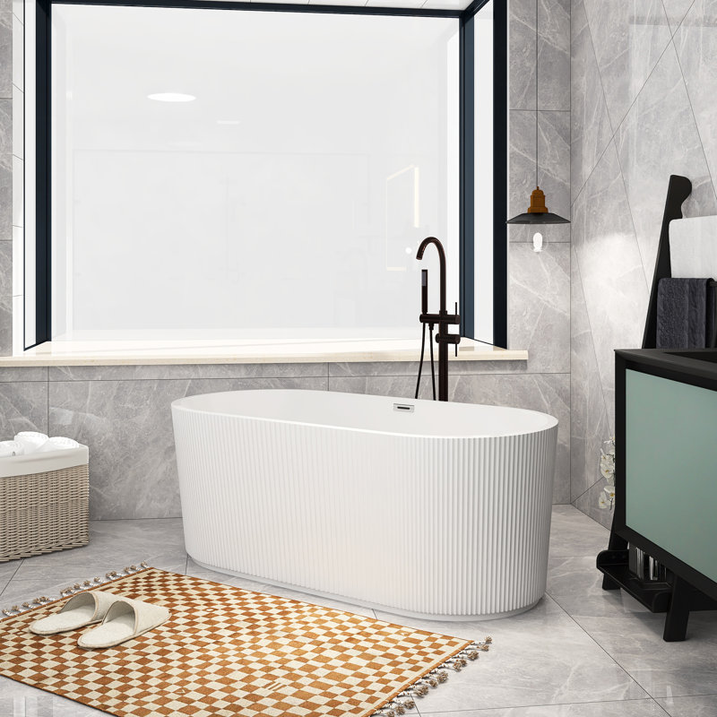 59'' x 29.5'' Freestanding Soaking Acrylic Bathtub