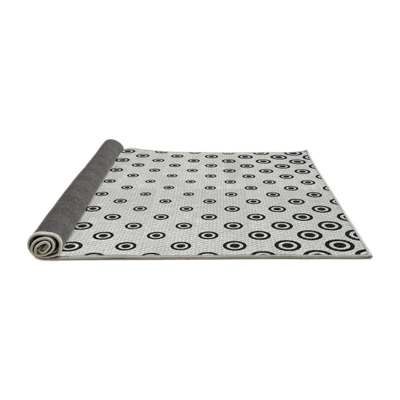 Tapis blanc/noir zone à motif, Rond 5 pi