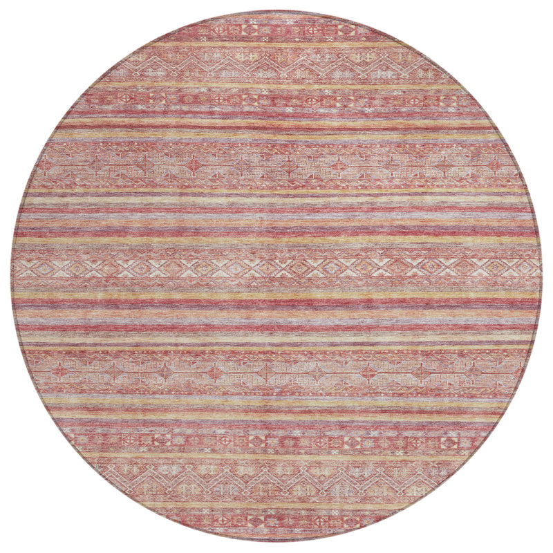 Zaraxa Orange Washable Indoor-Outdoor Rug - LOOMLAN, 8' x 8'