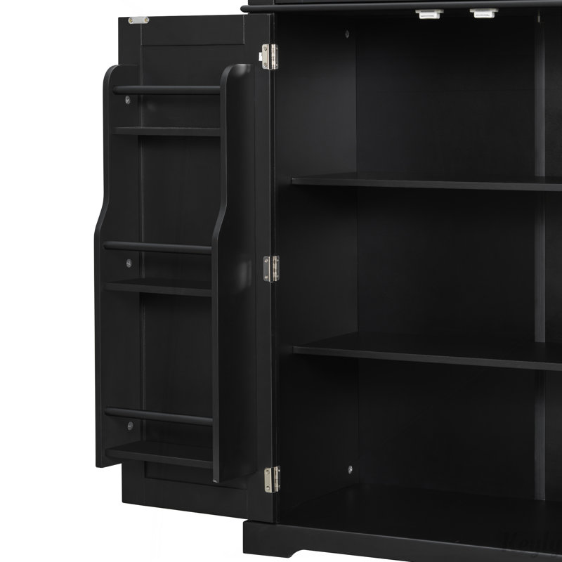 Armoire de rangement pour salle de bain avec espace multifonctionnel, tablette réglable et glissières, noir, Noir