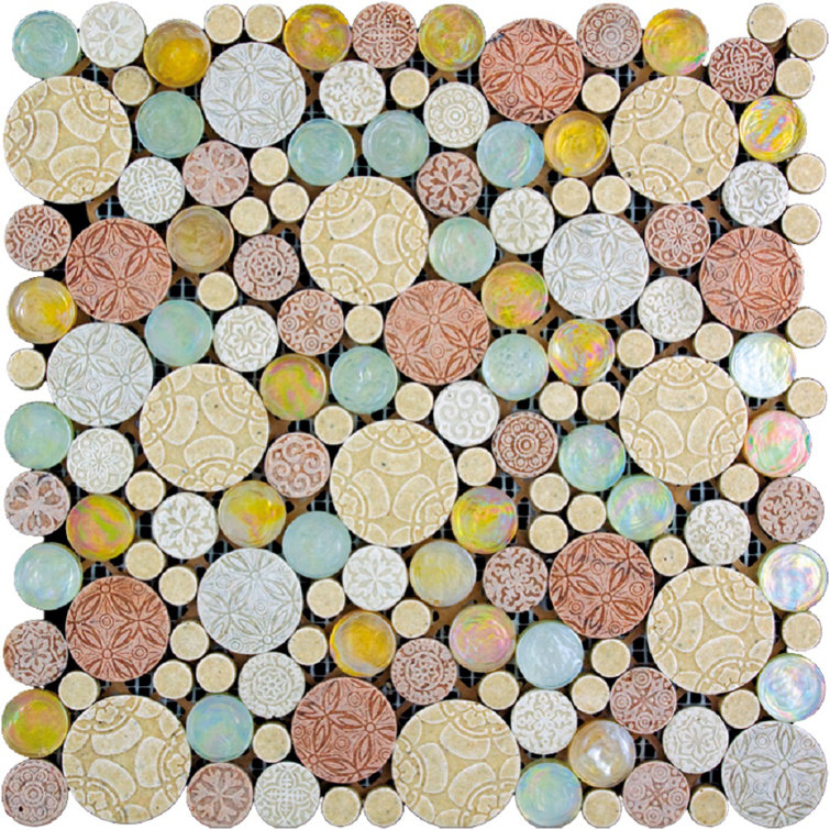 12" X 12" Mixed Color Bubble Mosaic Tile