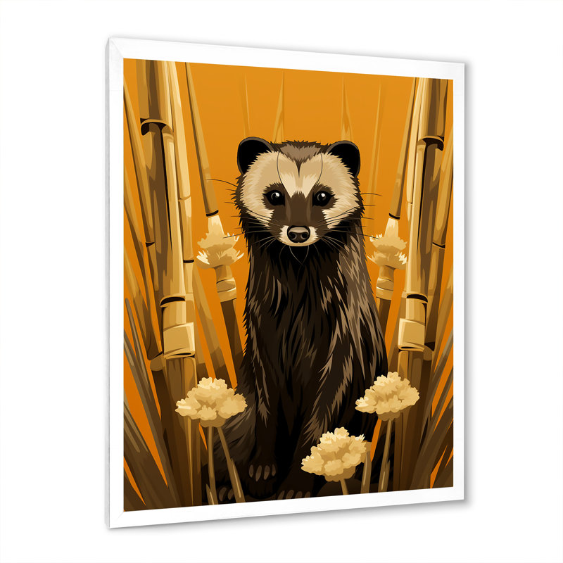 Découverte de suricate jaune, art mural Meercat, H 20 po x l 12 po x P 1 po, Cadre simple blanc