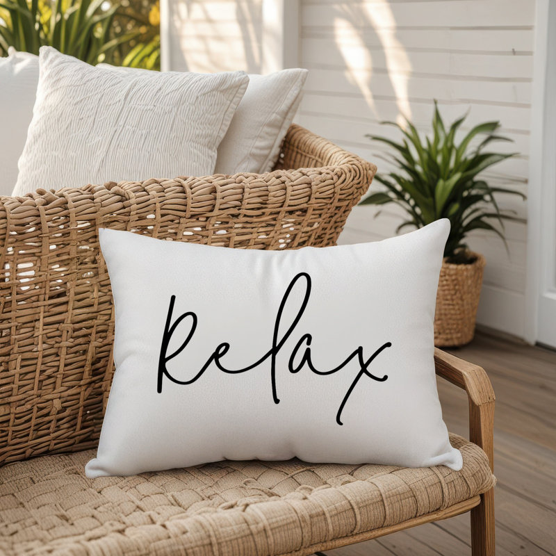 Outdoor Reversible Throw Pillow, Off White/Black