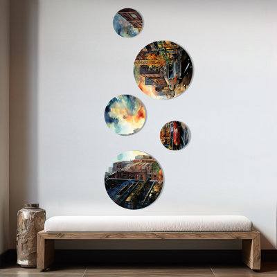 The Last City Of The Future II - Science Fiction Round Wall Art Set Of 5