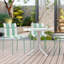 Ensemble de 4 chaises à blocs de couleur modernes et rayées - Siège en PP imperméable et pieds en métal robustes, ensemble de salle à manger intérieur / extérieur pour terrasse, balcon, café