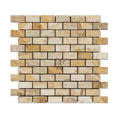 Valencia 1" X 2" Brick Travertine Look Floor And Wall Mosaic