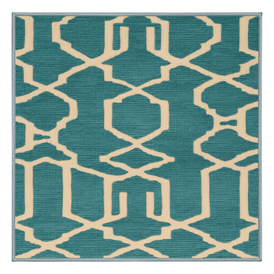 Tapis bleu en treillis lavable à la machine