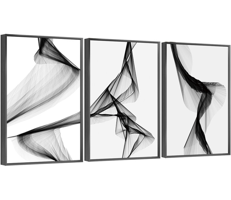 "Abstract Lines", art mural encadré en aluminium, Cadre noir, H 24,3 po x l 48,3 po x P 1,65 po