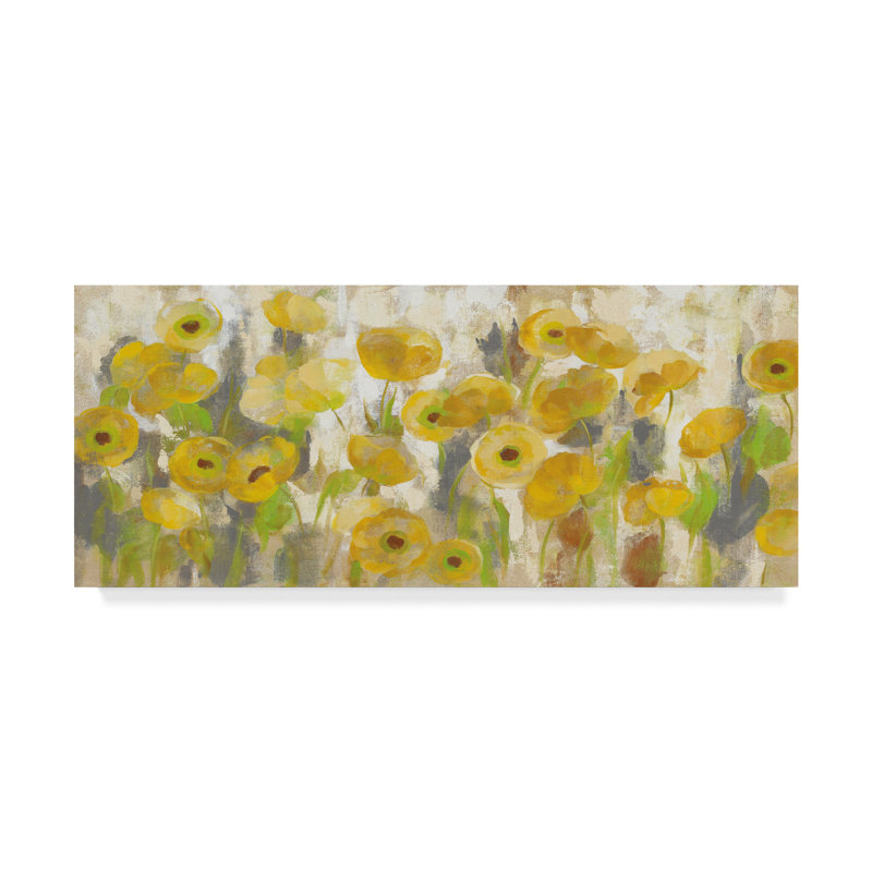 « floating yellow fleurs i », reproduction d’art sur toile tendue, H 8 po x l 19 po x P 2 po