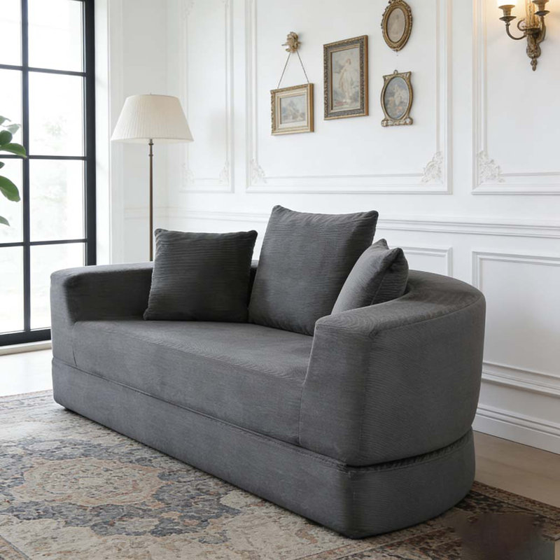 Convertible sofa couch bed,multi-functional,circular bed,adjustable Futon sofa, Grey