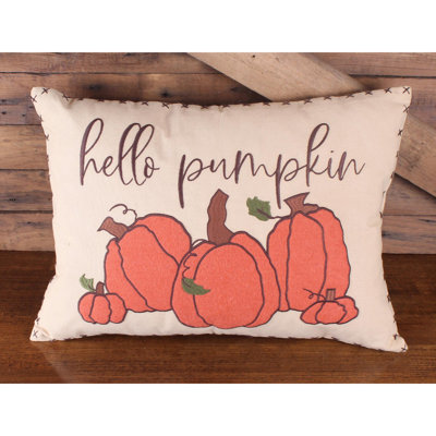 Tan Orange Cotton Applique Reversible Throw Pillow