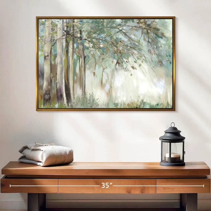 Feuilles d'argent, Cadre flottant doré, 25 po x 17 po