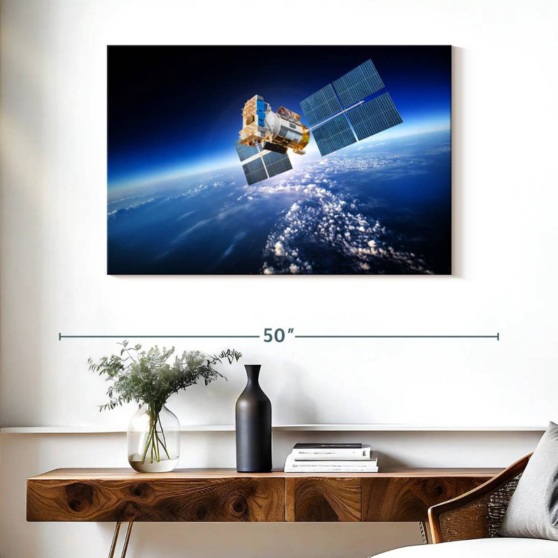 Oberle Satellite Hovering Over Earth, 26" H x 39" W
