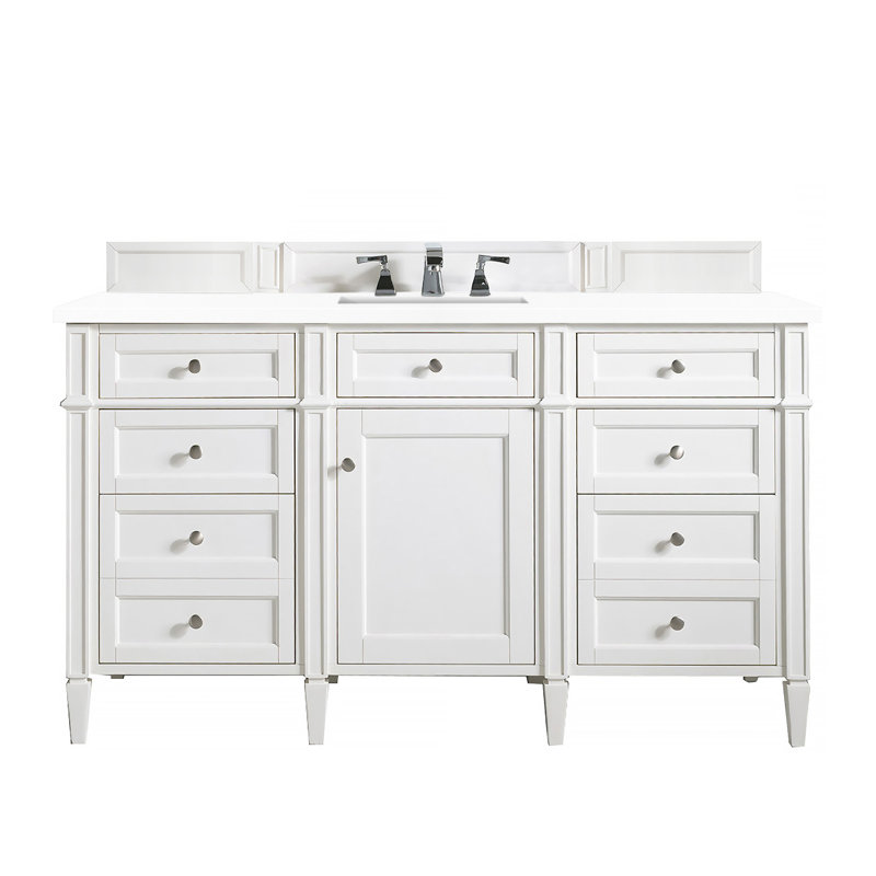Brittany 60'' W Single Vanity, White Zeus, Bright White, 8" Widespread
