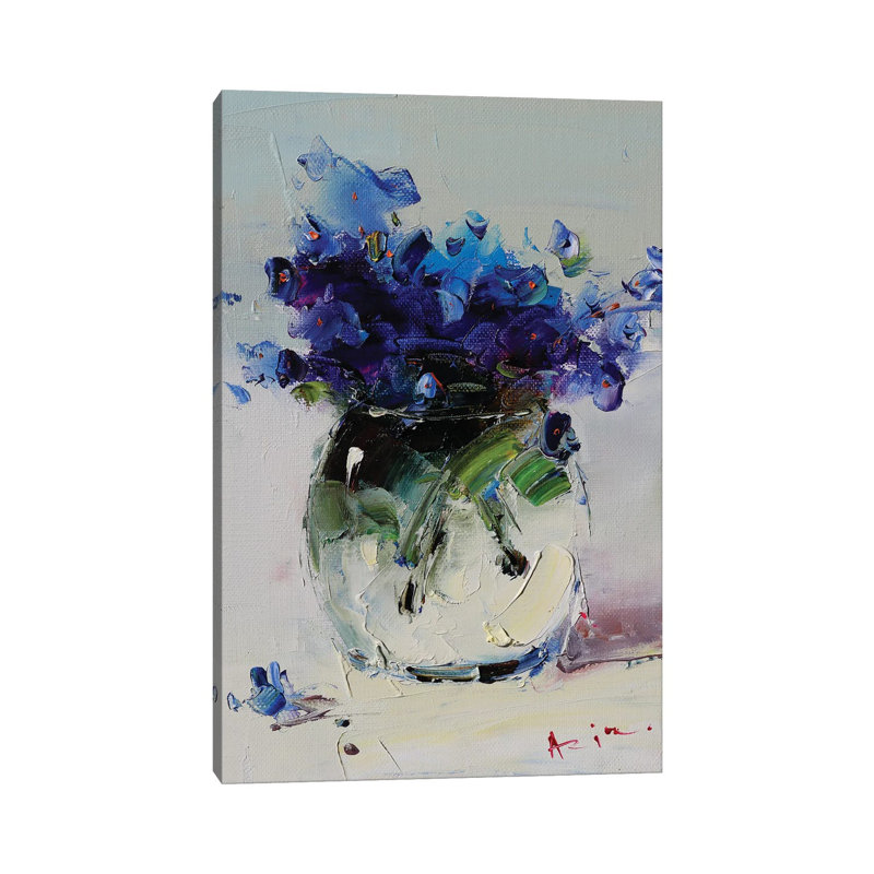 Blue Bouquet In A Glass 1 Piece Wall Art on Canvas, 30.48 cm H x 45.72 cm W, Wrapped Canvas
