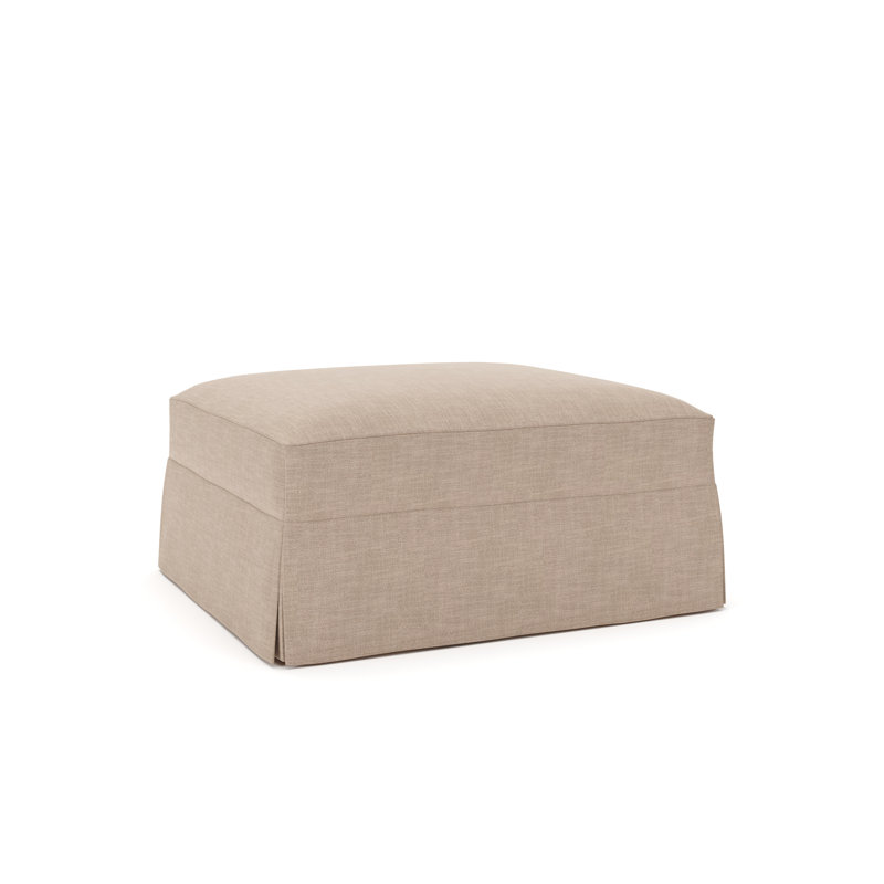 Lucia Upholstered Ottoman, Conversation Linen Basketweave