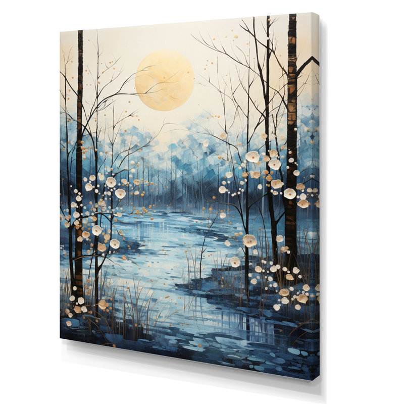 Birch Woods Winter Moonrise II, H 20 po x l 12 po x P 1 po, Toile tendue