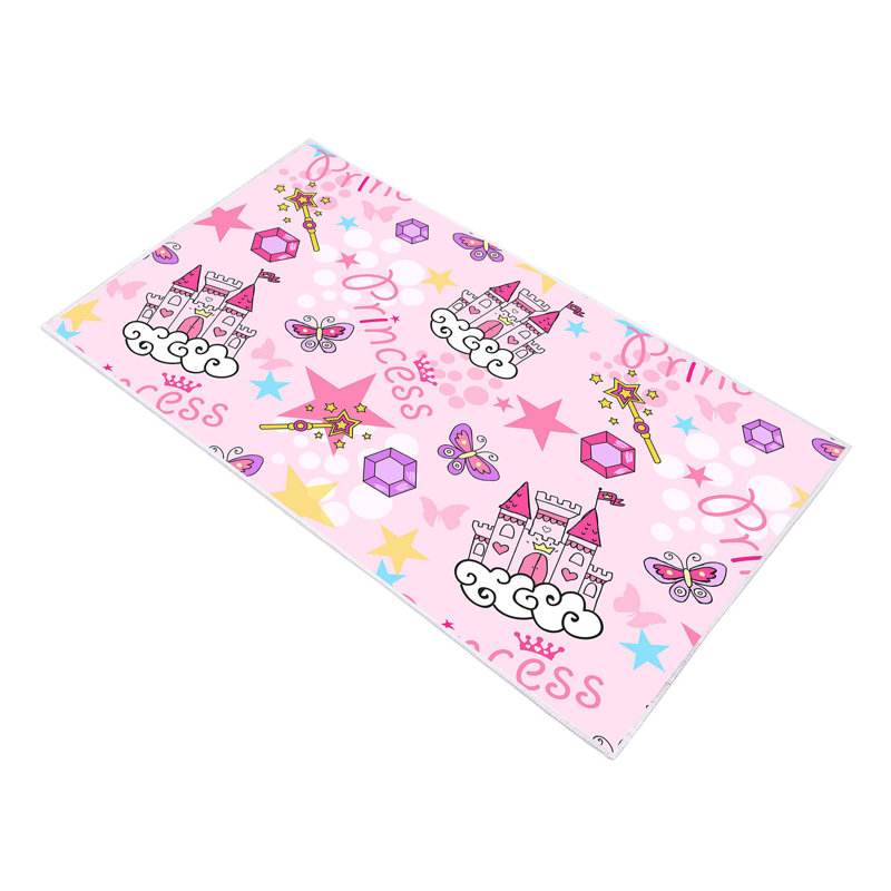 Tapis rectangulaire en polyamide tissé à la machine rose / blanc / jaune, Rectangle 3 pi 3 po x 5 pi 3 po