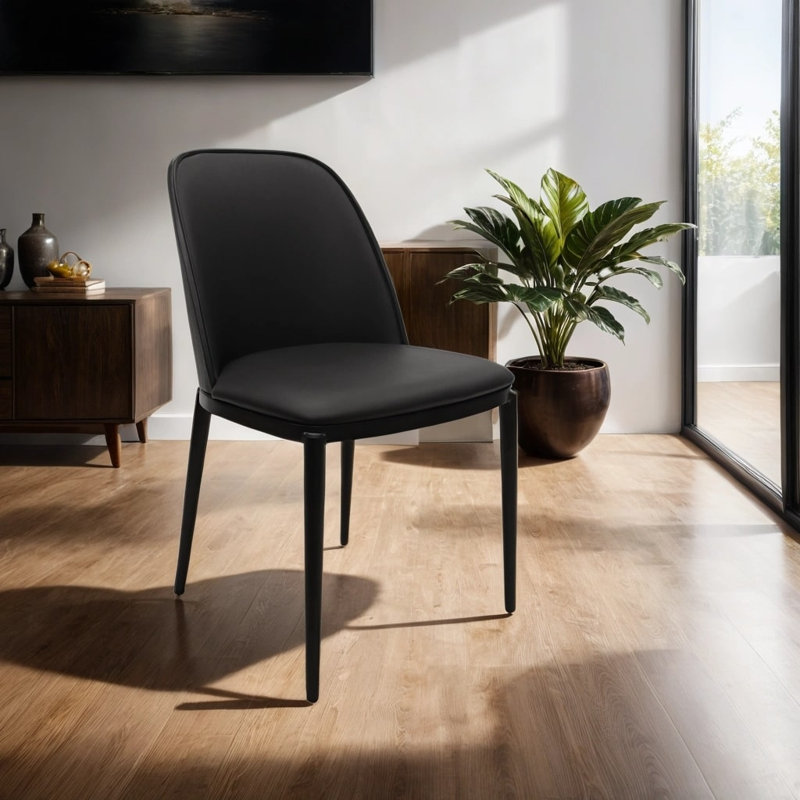Larenzo 18.7'' H Upholstered Metal Side Chair, Black/Black