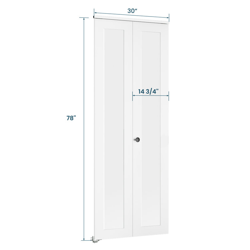 Portes pliantes en verre à miroir 1-Lite 78 po avec quincaillerie d'installation pour porte d'une hauteur de 80 po