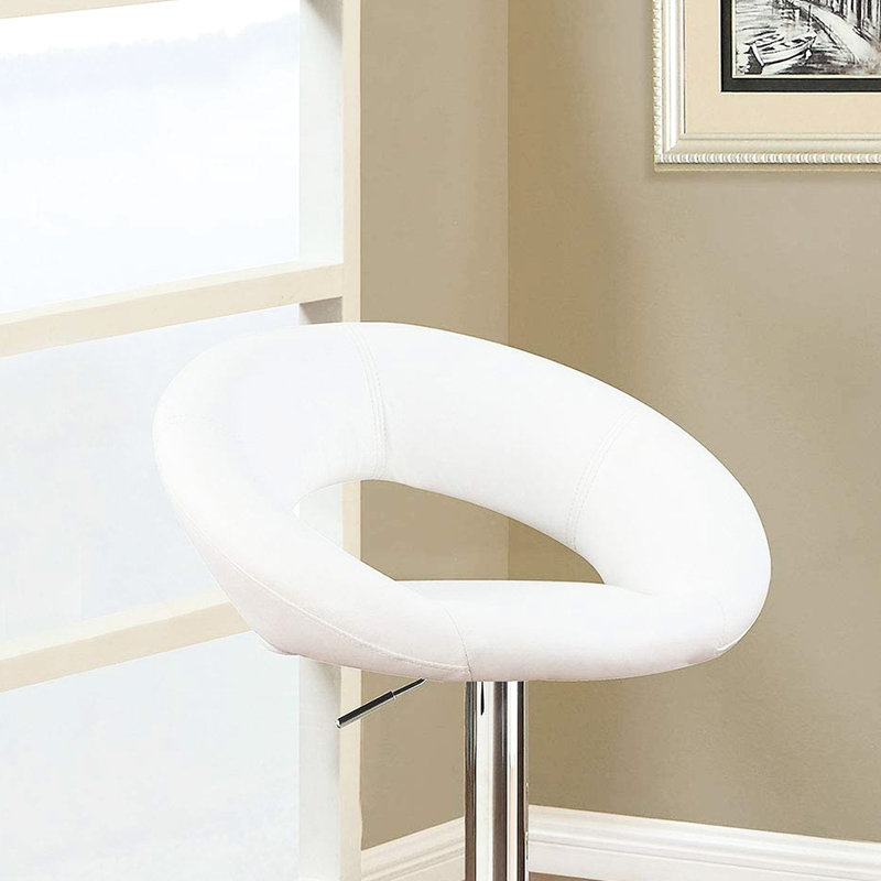 2 tabourets réglables contemporains en similicuir blanc avec siège rembourré et sièges en métal 2 pièces plaqués pour la salle à manger