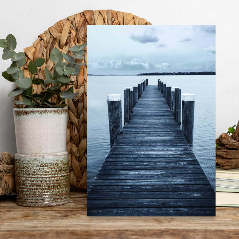 «Pier Two Peaceful Abstract Coastal Landscape», art mural, H 18 po x l 12 po