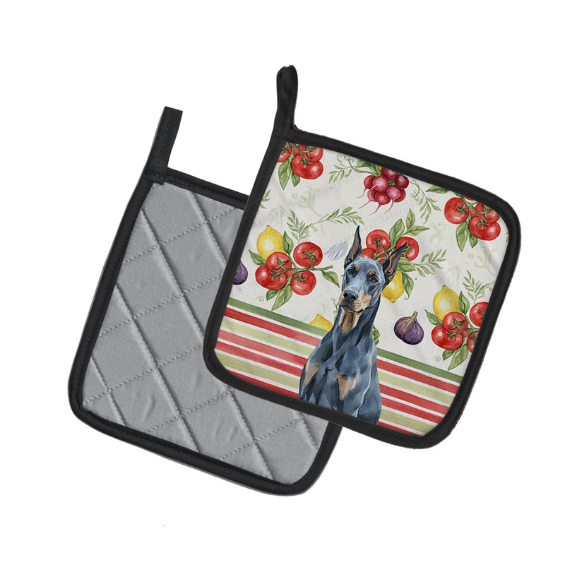 Paire de supports à casseroles Blue Doberman Pinscher, Bleu