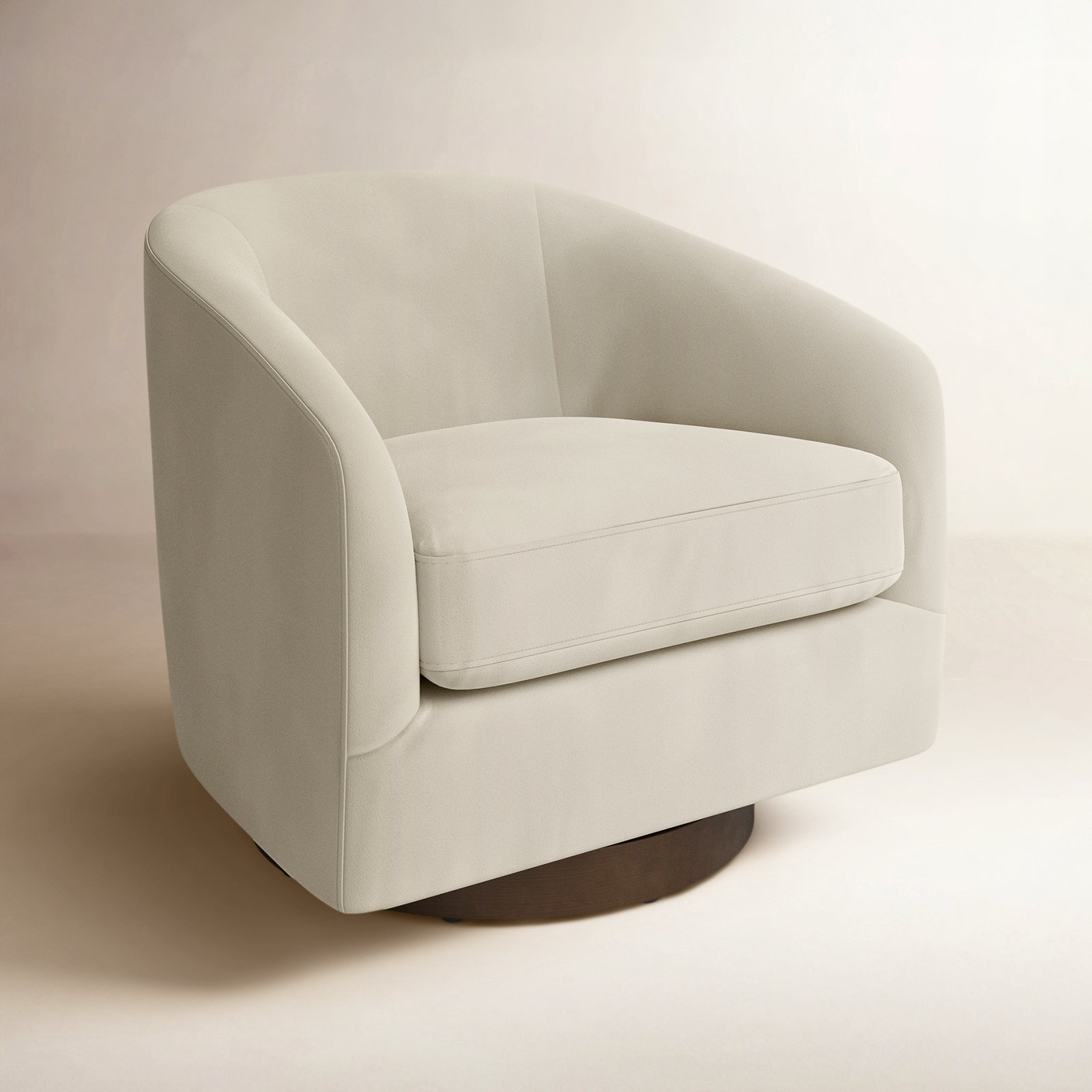 Bennett Linen Swivel Barrel Chair, Bella Beach Performance Velvet