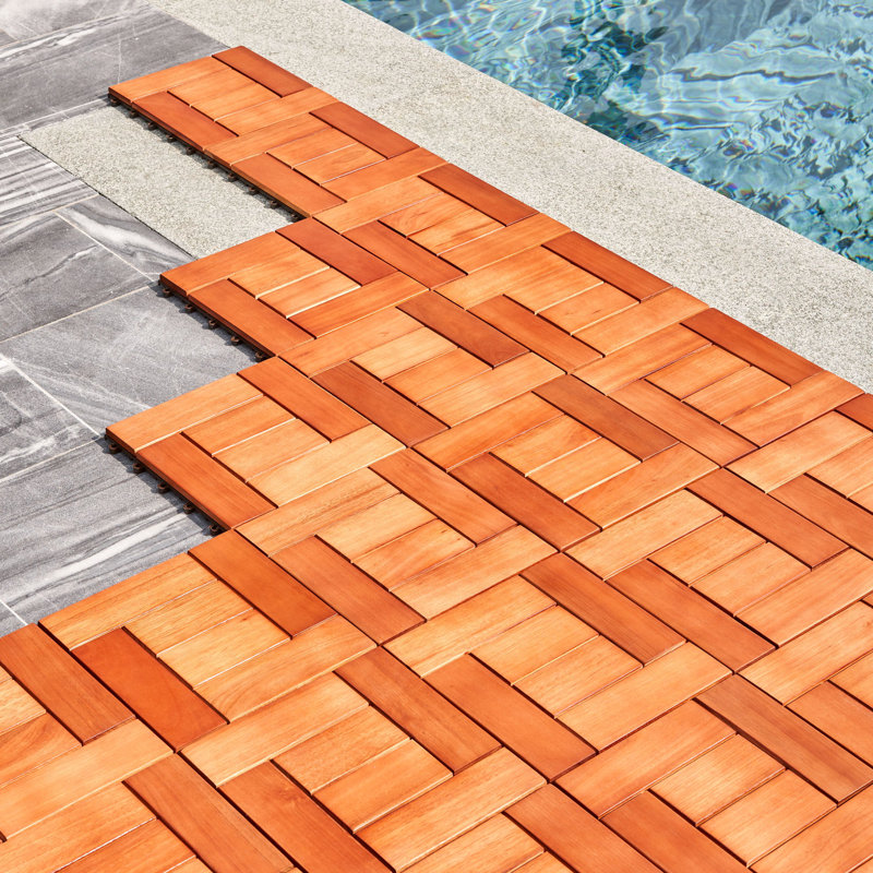 Carreau de terrasse en bois 12 po x 12 po Hanalei, Brun