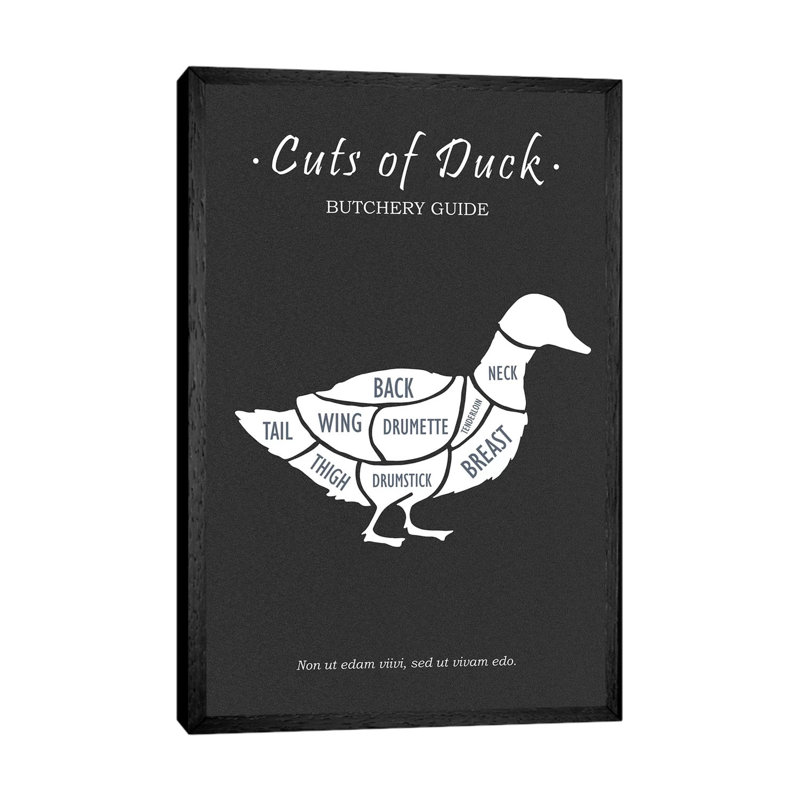 Butchery Duck 1 Piece Wall Art on Canvas, 66.04cm H x 45.72cm W x 3.81cm D, Black Framed