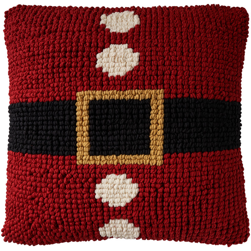 Holiday Pillows Seasonal Textured Loop Santa Belt Throw Pillows