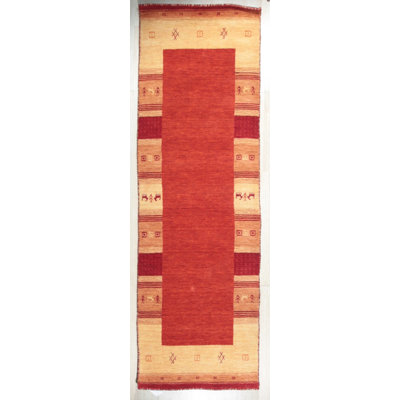 Handloomed Red Gabbeh Tribal Wool Area Rug