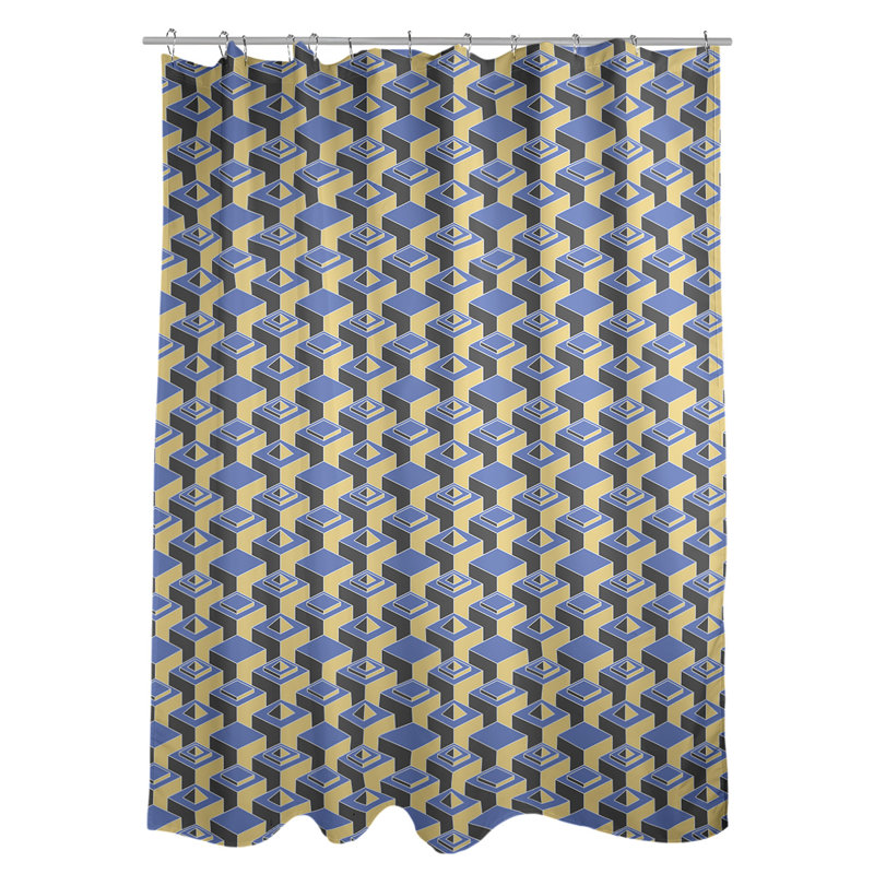 Rideau de douche simple classic skyscrapers, Bleu / Jaune