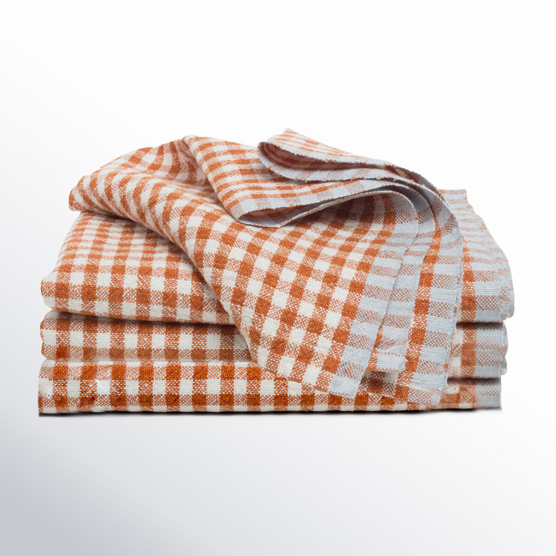 Serviette de table Blockton, Cognac / bleu
